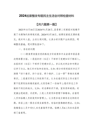 （6篇）2024巡察整改专题民主生活会对照检查材料.docx