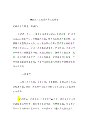 xx国企成立动员大会上的讲话.docx