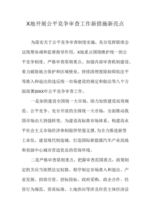X地开展公平竞争审查工作新措施新亮点.docx