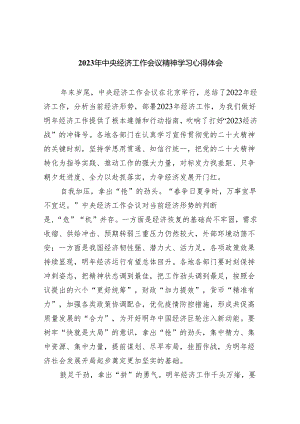 (六篇)2023年中央经济工作会议精神学习心得体会优选.docx