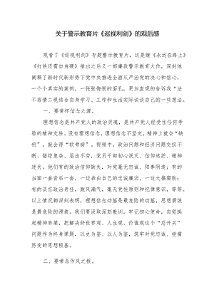 2024关于警示教育片《巡视利剑》的观后感学习心得体会.docx