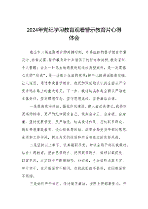 机关干部2024年党纪学习教育观看警示教育片优秀心得体会发言材料六篇.docx