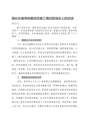 局长在督导检查项目施工情况现场会上的讲话.docx