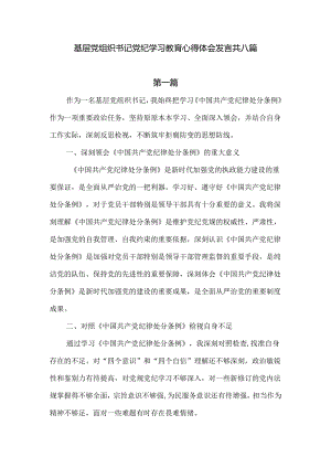 基层党组织书记党纪学习教育心得体会发言共六篇.docx