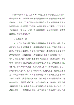 县委书记主题教育专题民主生活会对照检查材料.docx