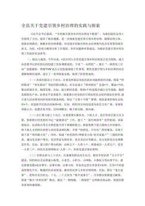 全县关于党建引领乡村治理的实践与探索.docx