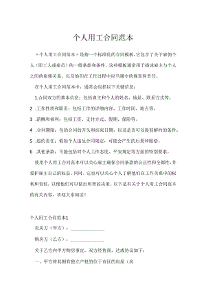 个人用工合同范本.docx