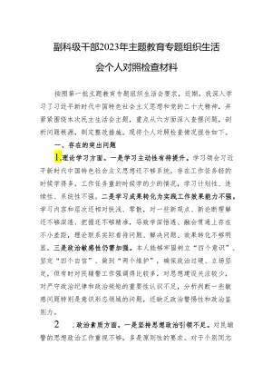 副科级干部2023年主题教育专题组织生活会个人对照检查材料 3篇.docx