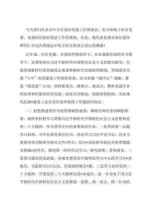 县委书记在全市基层党建工作现场会上的汇报发言.docx