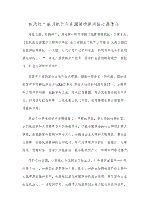 传承红色基因把红色资源保护运用好心得体会.docx