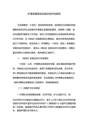 护理发展规划实施总结评估报告.docx