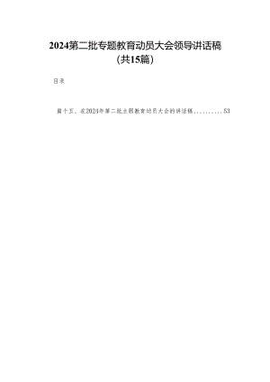 2024第二批专题教育动员大会领导讲话稿（共15篇）.docx
