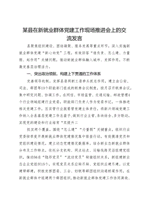 某县在新就业群体党建工作现场推进会上的交流发言.docx