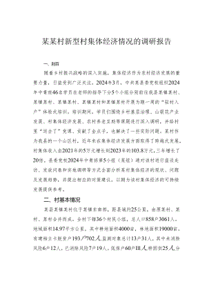 某某村新型村集体经济情况的调研报告.docx