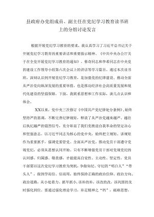 县政府办党组成员、副主任在党纪学习教育读书班上的分组讨论发言.docx