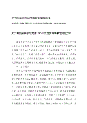 （2篇）巩固拓展学习贯彻2023年主题教育成果的实施方案 2023年度主题教育专题民主生活会领导班子对照检查材料（包括典型案例剖析）.docx