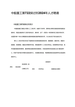 中船重工第722研究所2024年人才招聘.docx