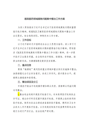 医院医药领域腐败问题集中整治工作方案5篇供参考.docx