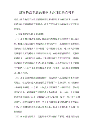 巡察整改专题民主生活会对照检查材料.docx