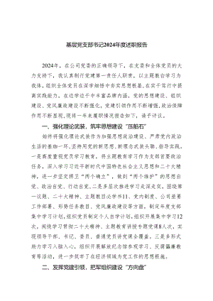 基层党支部书记2024年度述职报告3篇供参考.docx