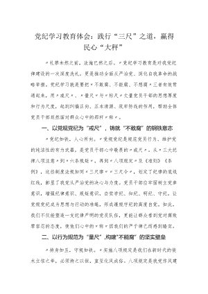 3篇党纪学习教育体会研讨发言：践行“三尺”之道赢得民心“大秤”.docx