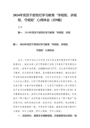 （9篇）2024年党员干部党纪学习教育“学规矩、讲规矩、守规矩”心得体会汇编.docx
