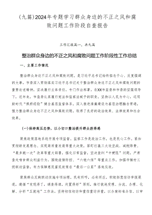 （九篇）2024年专题学习群众身边的不正之风和腐败问题工作阶段自查报告.docx