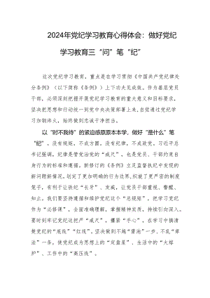 2024年党纪学习教育心得体会：做好党纪学习教育三“问”笔“纪”.docx