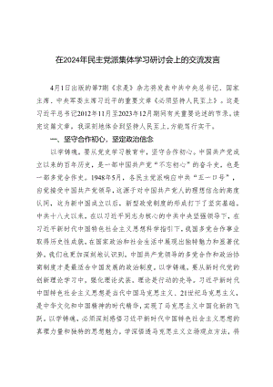 2024年在民主党派集体学习研讨会上的交流发言.docx