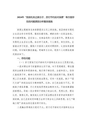 （10篇）2024年“党政机关过紧日子、厉行节约反对浪费”等方面存在的问题原因分析整改措施汇编.docx