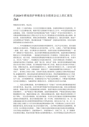 在2024年耕地保护和粮食安全联席会议上的汇报发言.docx