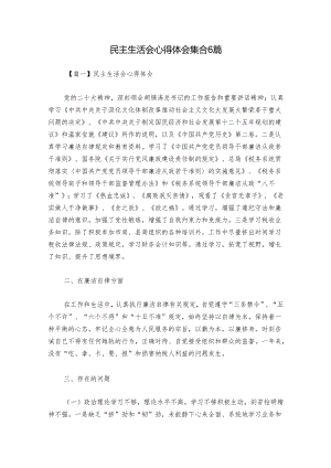 民主生活会心得体会集合6篇.docx