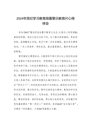 观看2024年党纪学习教育警示教育片的心得体会六篇.docx