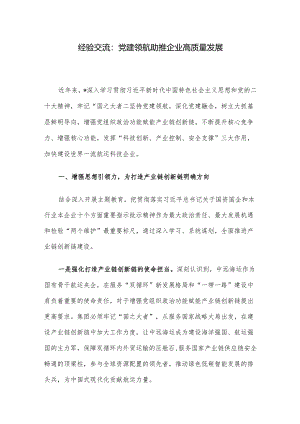 经验交流：党建领航 助推企业高质量发展.docx