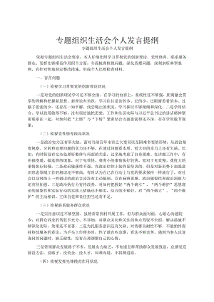 专题组织生活会个人发言提纲.docx