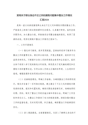 某局关于群众身边不正之风和腐败问题集中整治工作情况汇报2024.docx