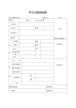 福建省护士注册体检表（2019年版）.docx