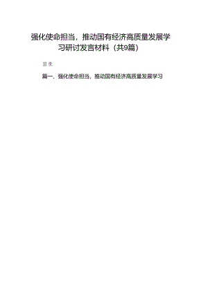 （9篇）强化使命担当推动国有经济高质量发展学习研讨发言材料完整版.docx