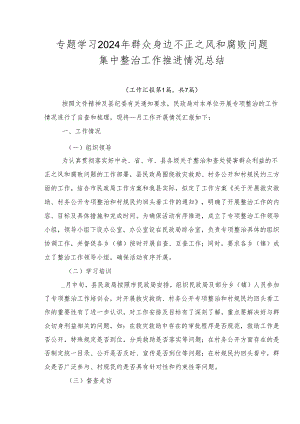 专题学习2024年群众身边不正之风和腐败问题集中整治工作推进情况总结.docx