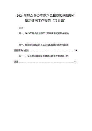 2024年群众身边不正之风和腐败问题集中整治情况工作报告11篇（精选版）.docx
