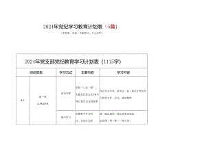 2024开展党纪学习教育工作计划学习计划(五篇合集）.docx