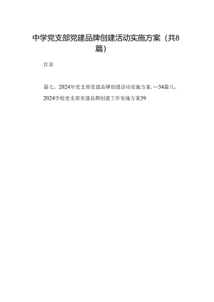 中学党支部党建品牌创建活动实施方案（共8篇）.docx