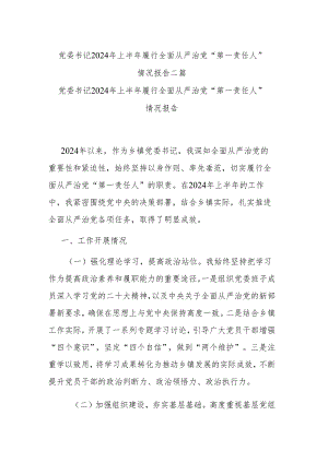 党委书记2024年上半年履行全面从严治党“第一责任人”情况报告二篇.docx