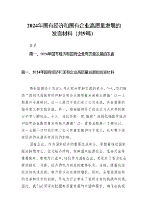 （9篇）2024年国有经济和国有企业高质量发展的发言材料范文.docx