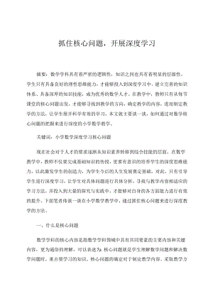 抓住核心问题开展深度学习 论文.docx