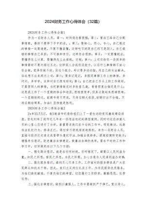 2024财务工作心得体会（32篇）.docx