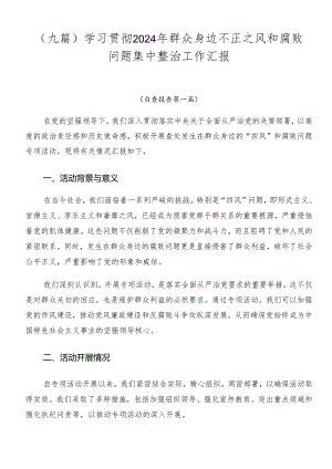 （九篇）学习贯彻2024年群众身边不正之风和腐败问题集中整治工作汇报.docx