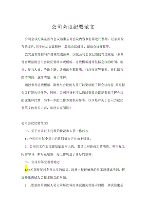 公司会议纪要范文.docx