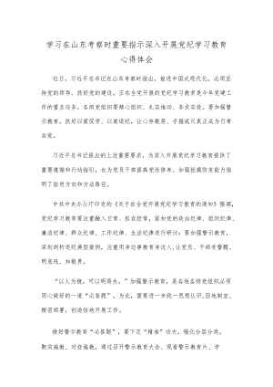 学习在山东考察时重要指示深入开展党纪学习教育心得体会.docx