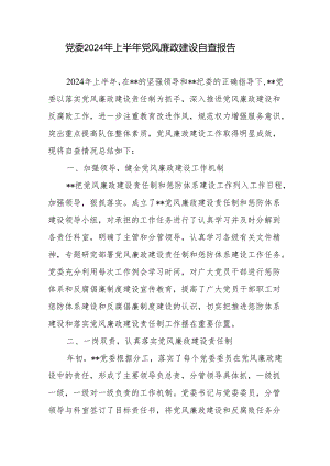 党委2024年上半年党风廉政建设自查报告.docx